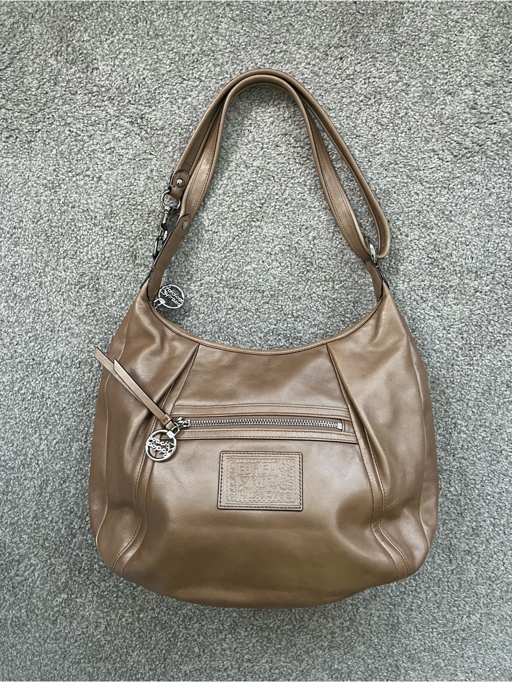 EUC Like New Coach Poppy Convertible Leather Hobo Shoulder Bag-Shimmery Bronze